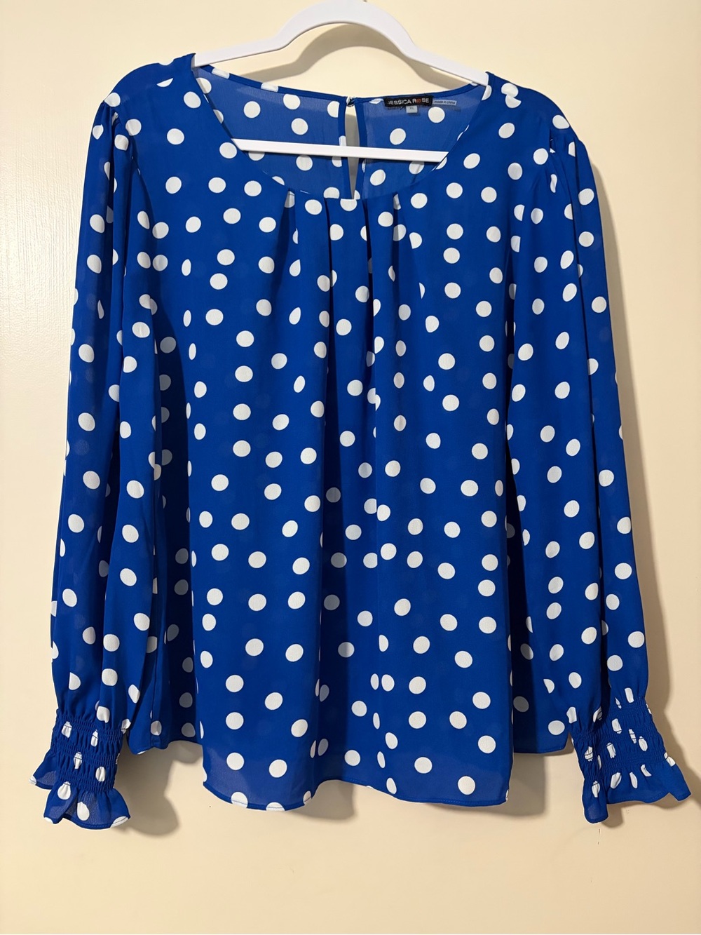 Jessica Rose XL blue polka dot blouse